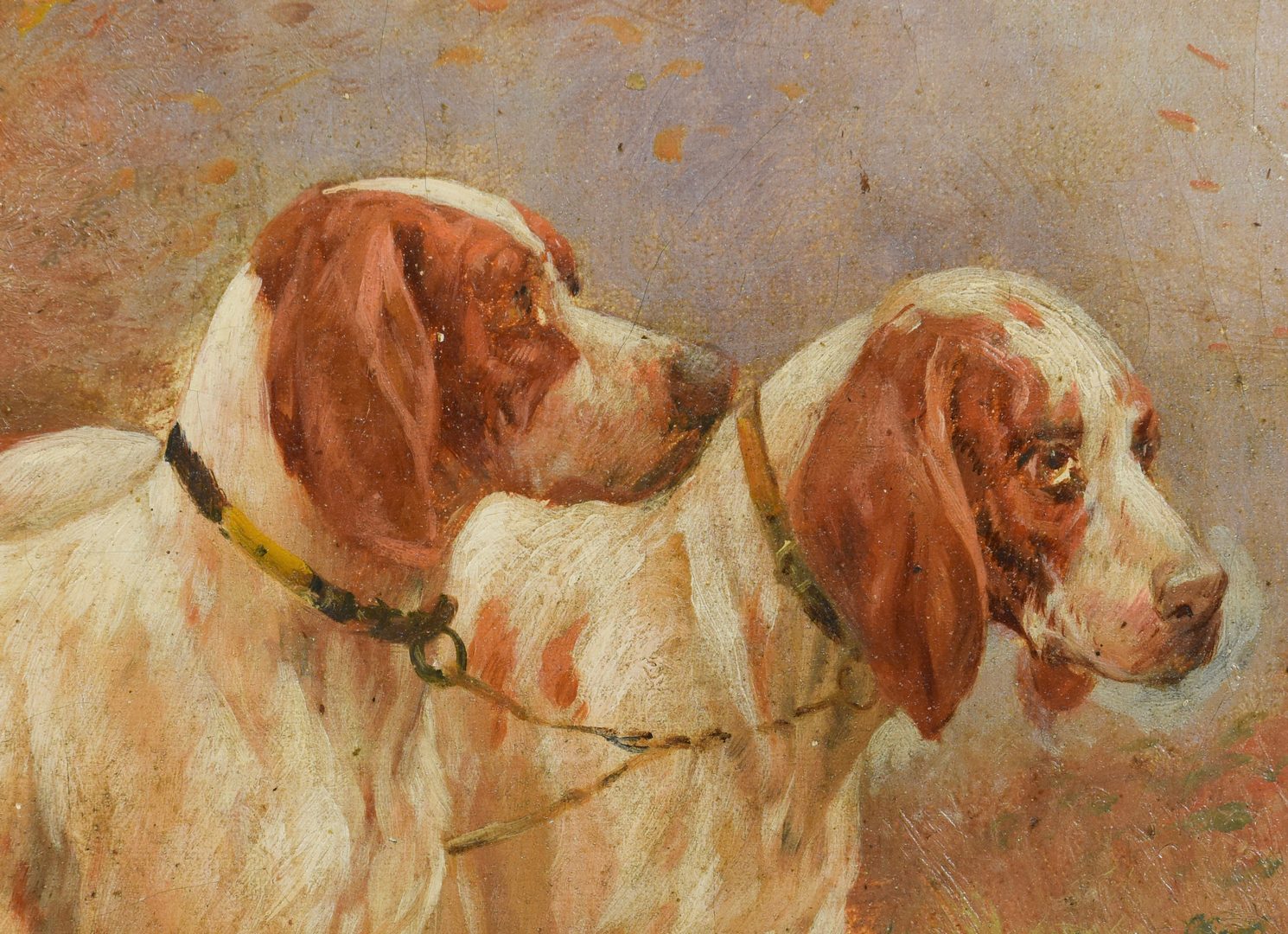 Lot 647:  English Pointers Oil on Canvas