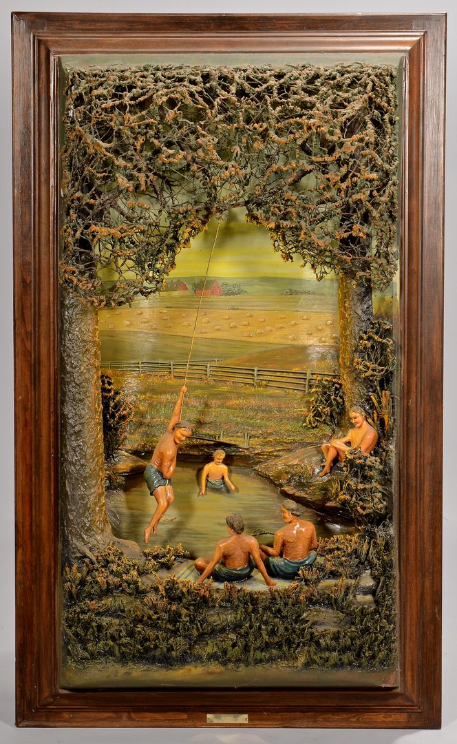 Lot 649: Swimming Folk Art Diorama Artwork by Aaron Zook