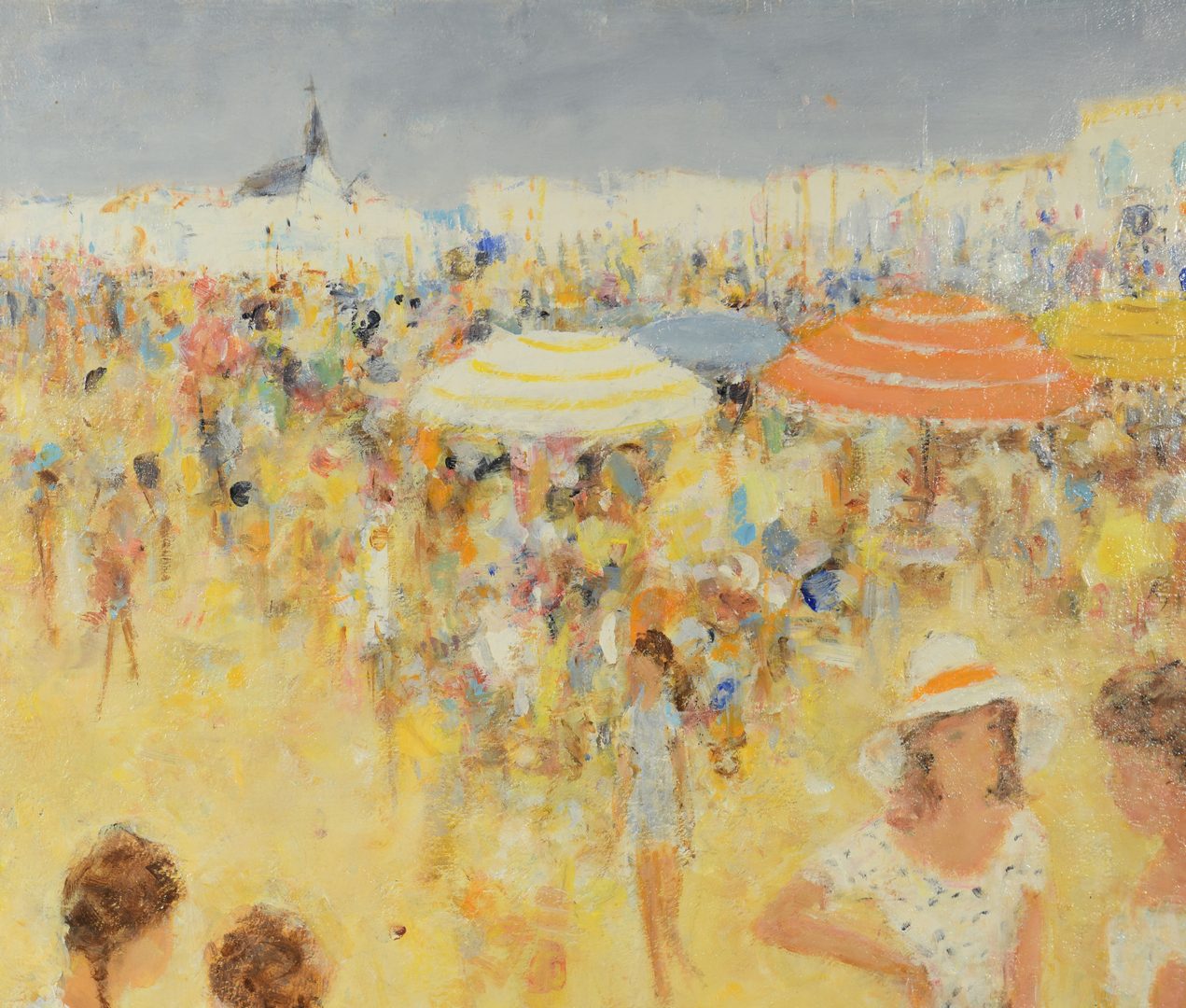 Lot 650: Alain Rousseau o/c, Crowded Beach Scene