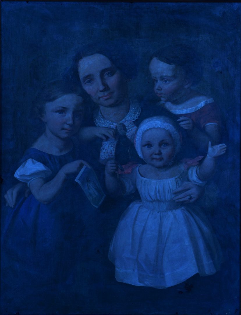 Lot 655: Continental Oil on Canvas Portrait Mother &  3 Children