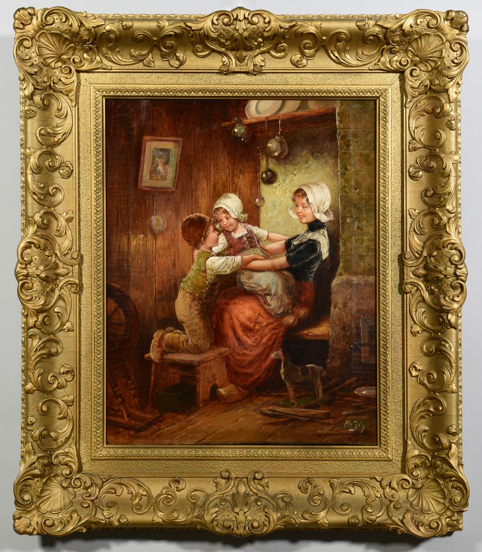 Lot 657: Fritz Fig Oil on Canvas of Children