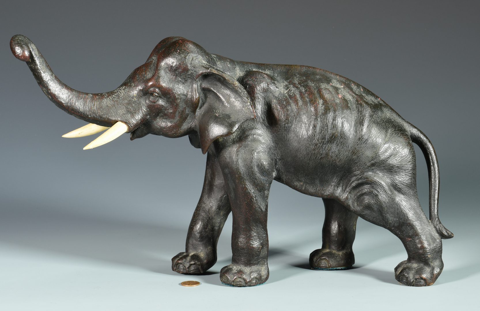Lot 679: Japanese Bronze Elephant, Marked
