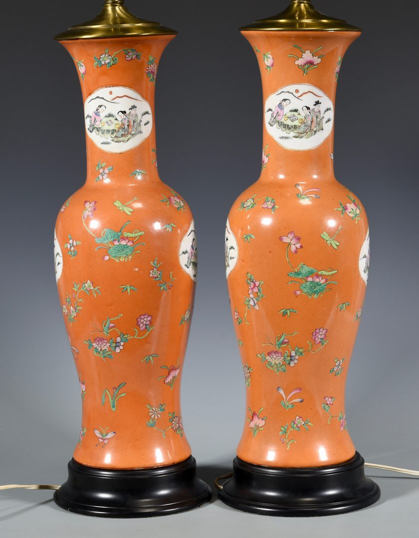 Lot 682: Pr. Chinese Export Porcelain Vases/Lamps