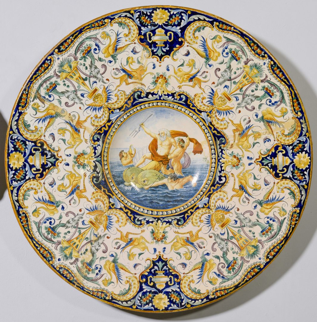 Lot 698: 2 Continental Majolica Chargers