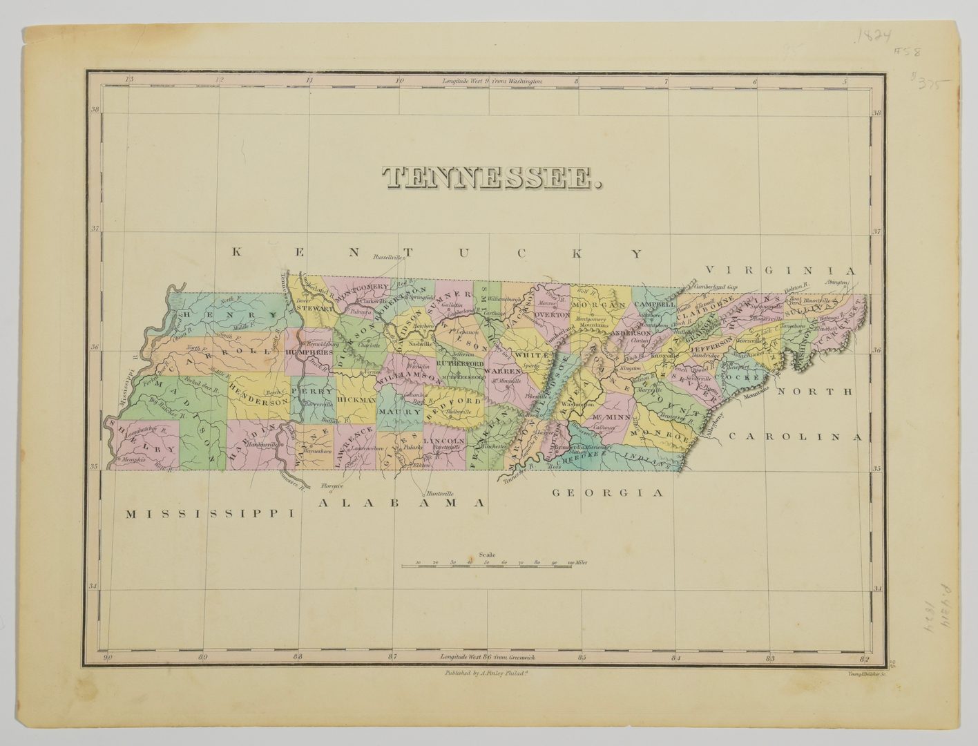 Lot 714: 3 TN and KY maps inc. Finley and 2 Greenleaf