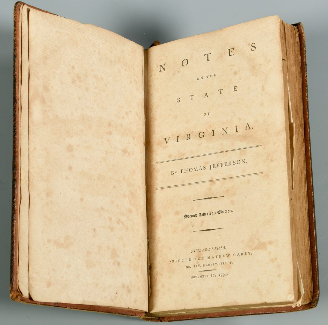 Lot 717: Thos. Jefferson: Notes on the State of VA