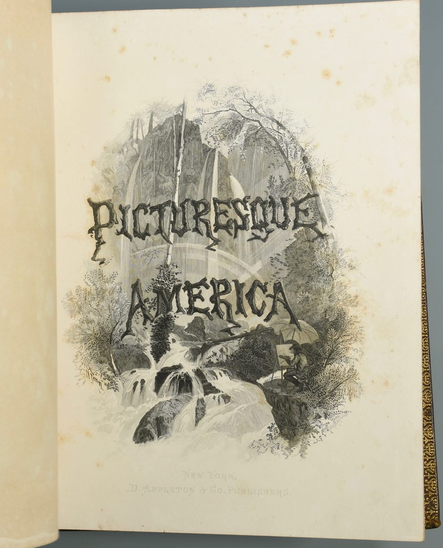 Lot 722: 1850 Book of the World w/ Maps & Slave Census plus Picturesque America Set