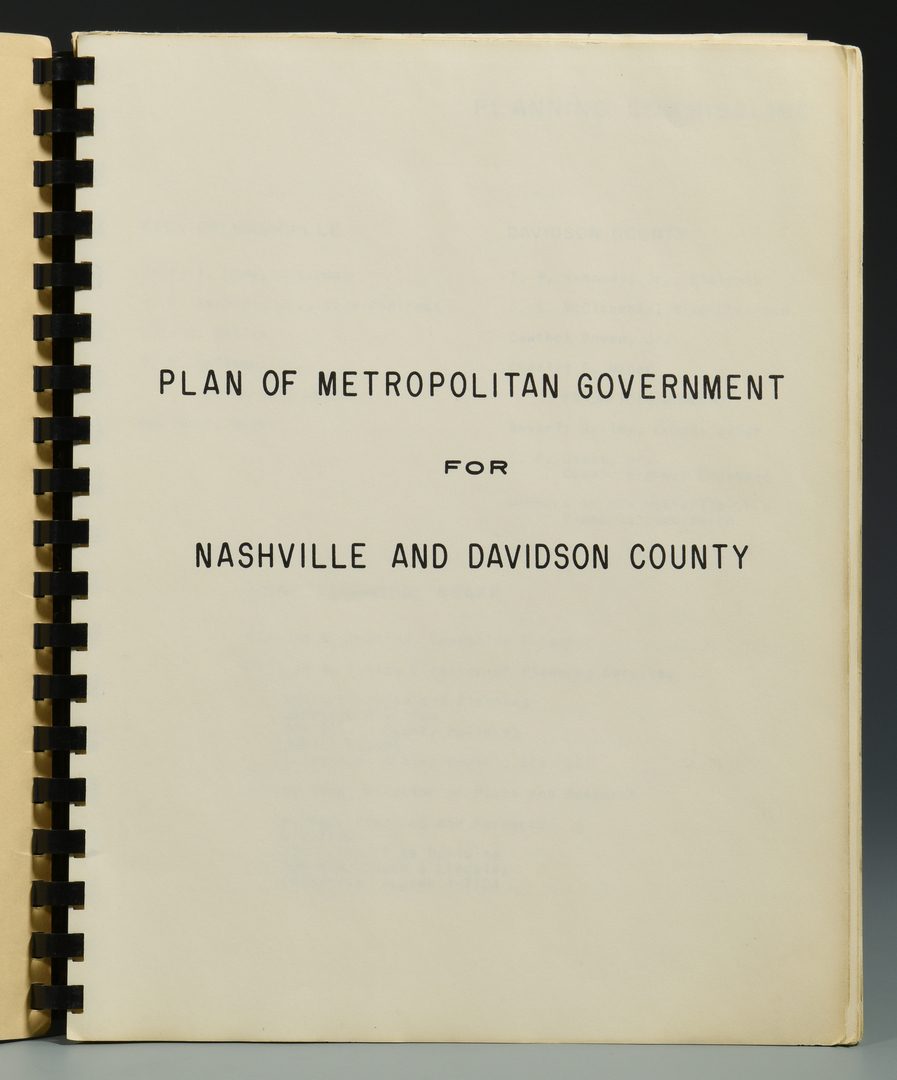 Lot 724:  3 TN History Books inc. Plan of Metro