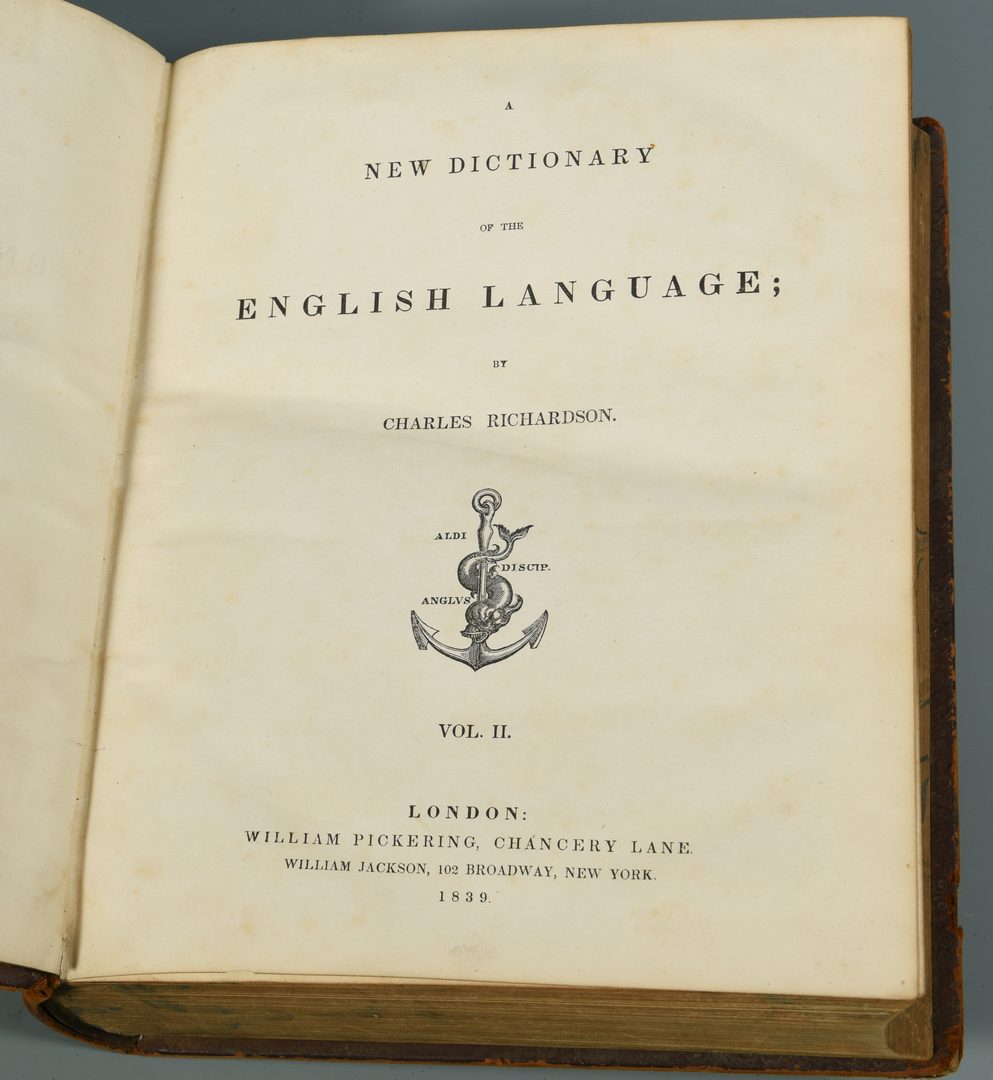 Lot 736: Richardson's Dictionary, 1839, 2 vols.