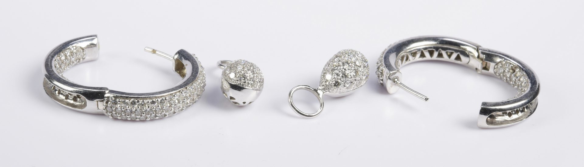 Lot 77: Diamond Hoop Earrings with Drops, 14K & 18K