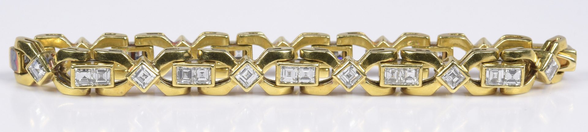 Lot 79: 14K Princess Cut Diamond Link Bracelet