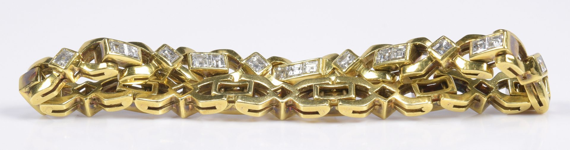 Lot 79: 14K Princess Cut Diamond Link Bracelet