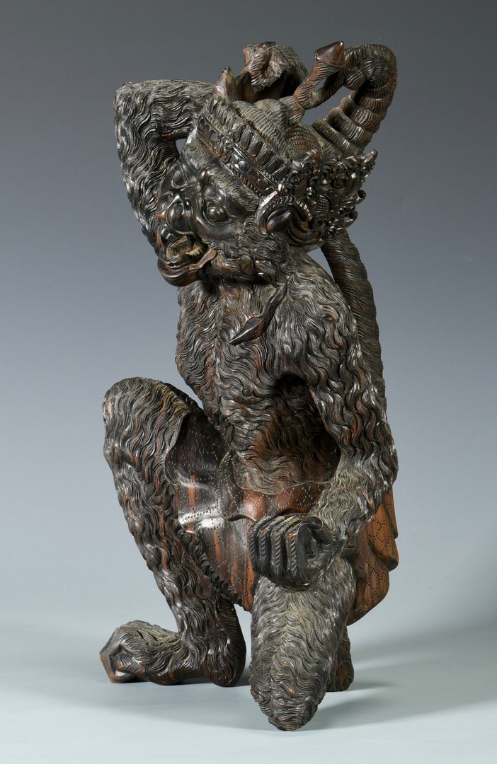 Lot 7: Chinese Carved Hardwood Sun Wukong Figure