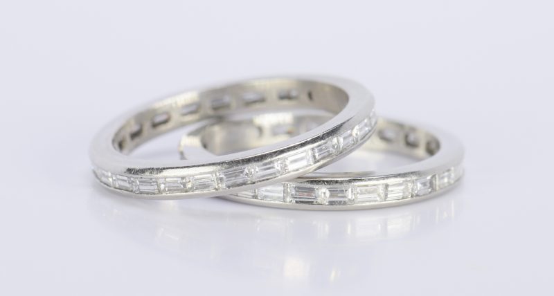Lot 813: Pair Diamond Platinum Eternity Rings