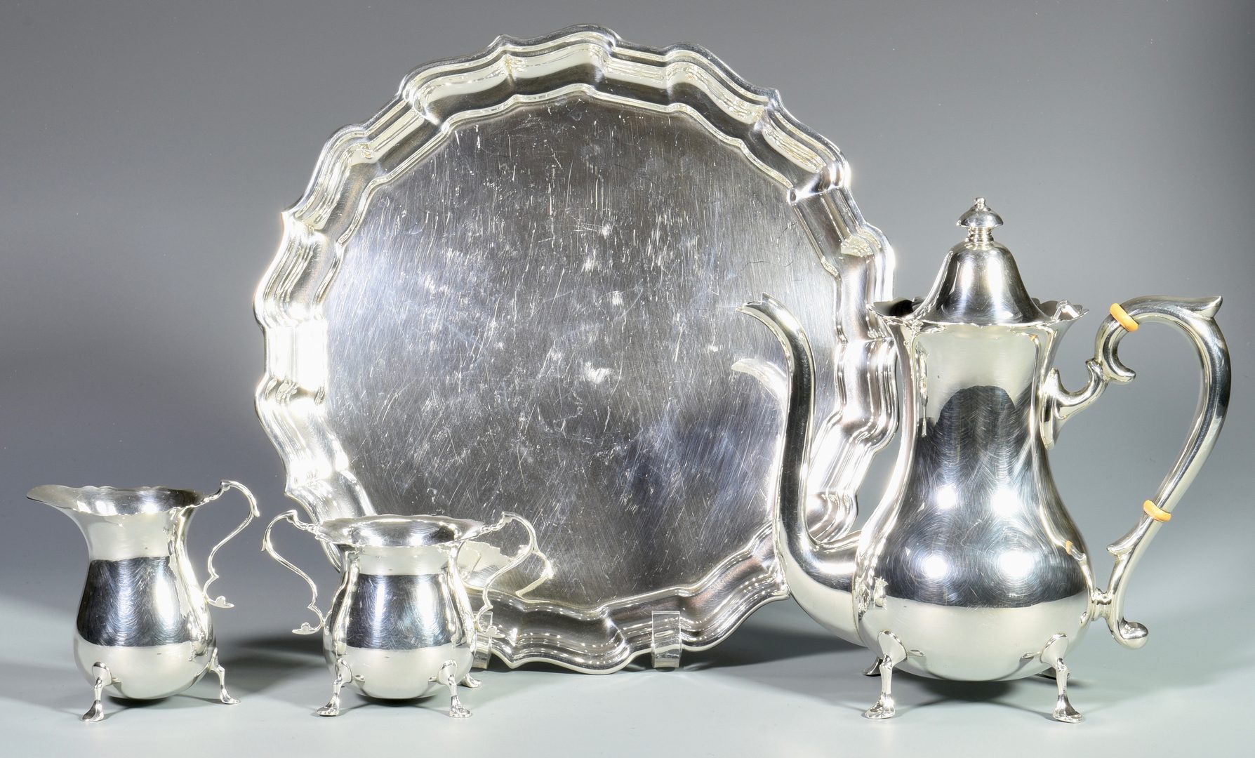 Lot 837: Towle 3 Pc. Sterling Coffee Service w/ Undertray