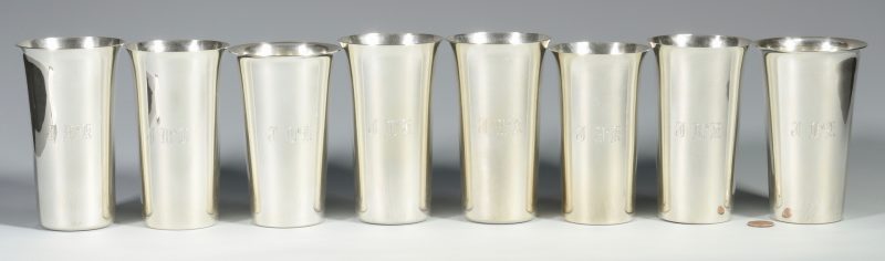 Lot 865: Assembled Set 8 Sterling Silver Beakers