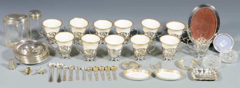 Lot 867: 47 pcs Assorted Silver, incl. Demitasse Cups