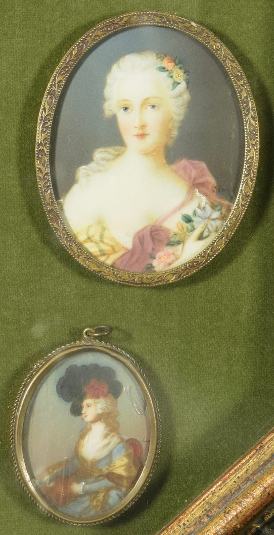 Lot 87: Framed collection of 7 Portrait Miniatures