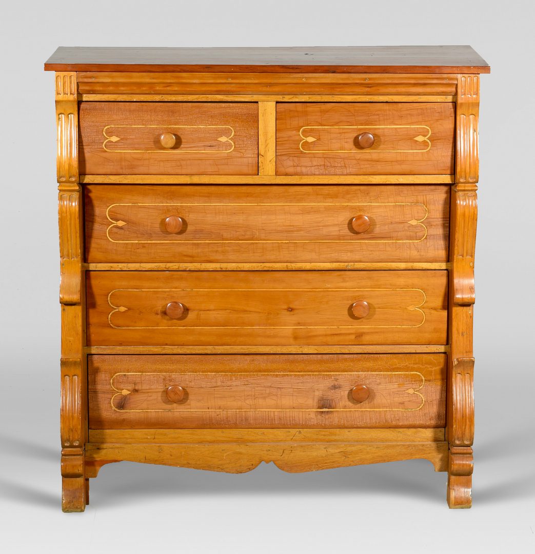 Lot 888: Inlaid chest of drawers, attr. Texas