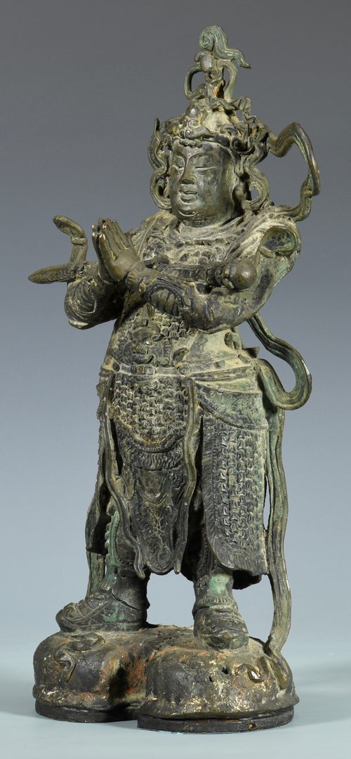 Lot 8: Pair Chinese Bronze Warrior Gods