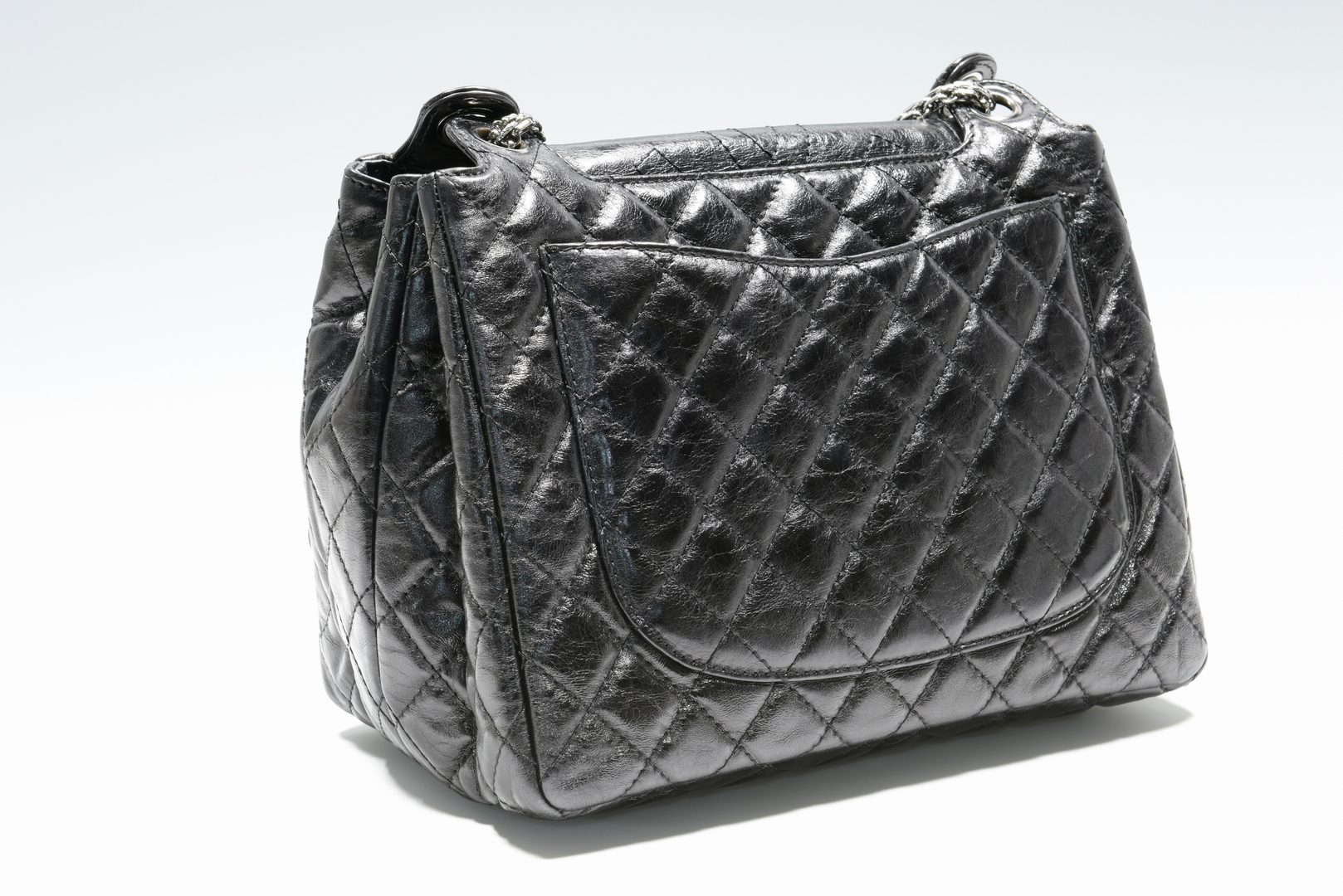 Lot 919: Chanel Classic Bag w/Flap, silver toned