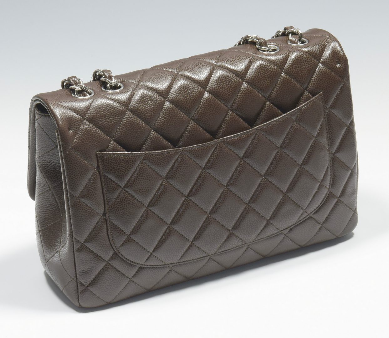 Lot 923: Chanel Jumbo Classic Flap Bag, Dark Brown Leather