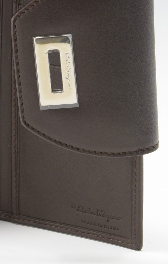 Lot 924: Ferragamo Dark Brown Leather Satchel and Wallet
