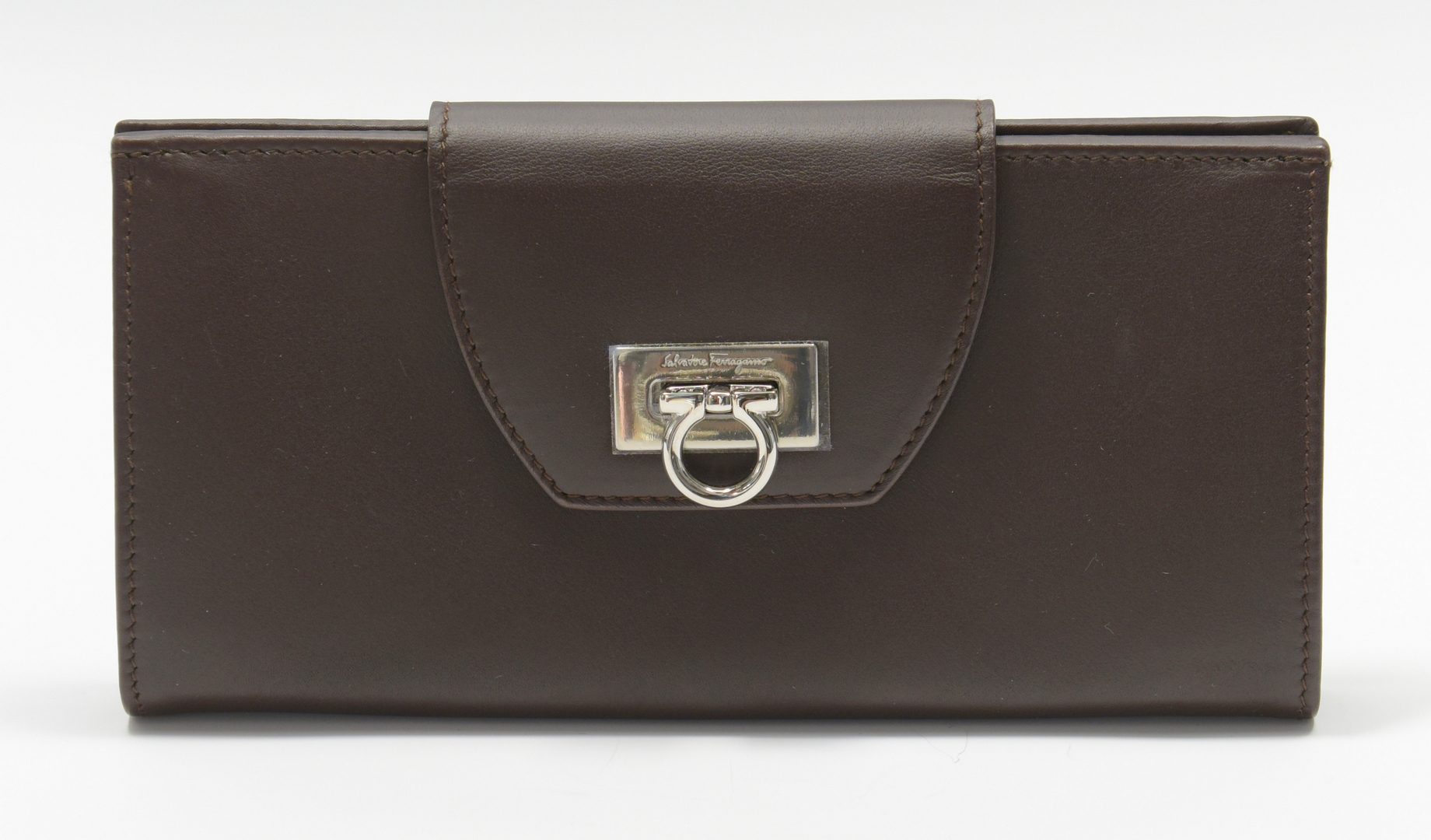 Lot 924: Ferragamo Dark Brown Leather Satchel and Wallet