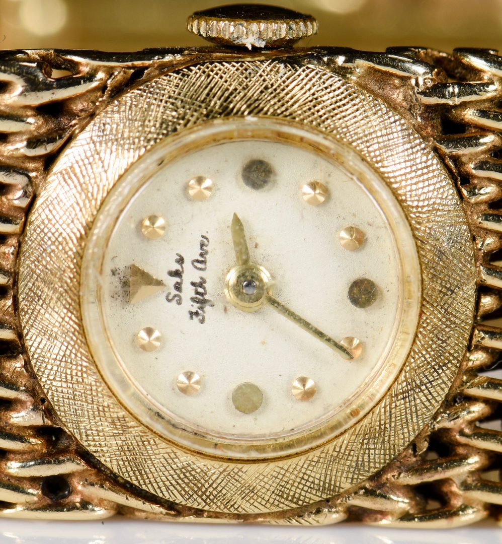 Lot 948: 14K Bracelet Watch, Saks