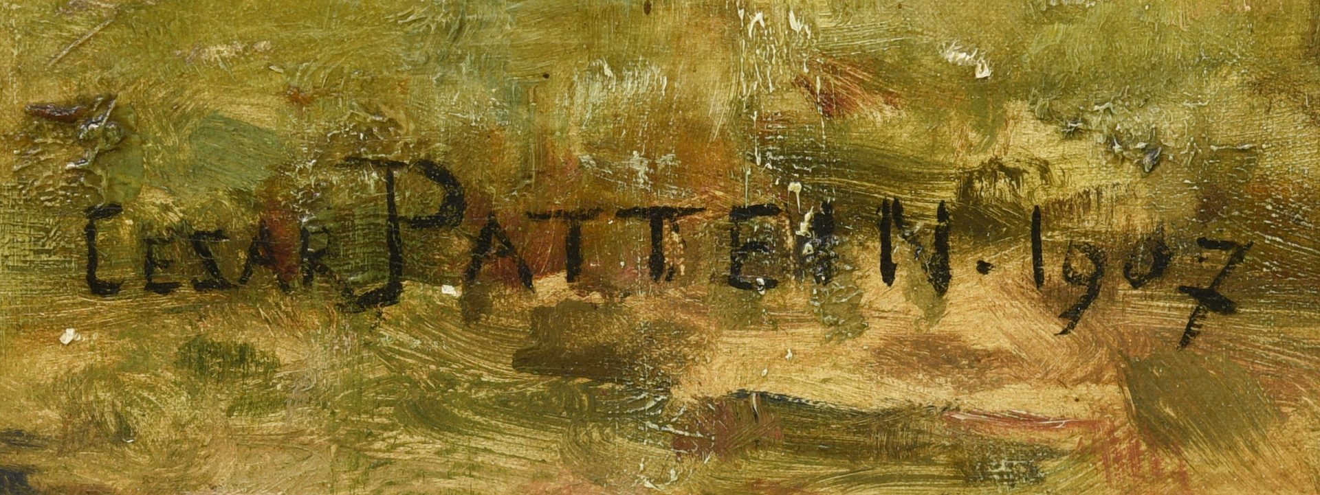 Lot 94: Cesar Pattein O/C, "Pastoral Games"