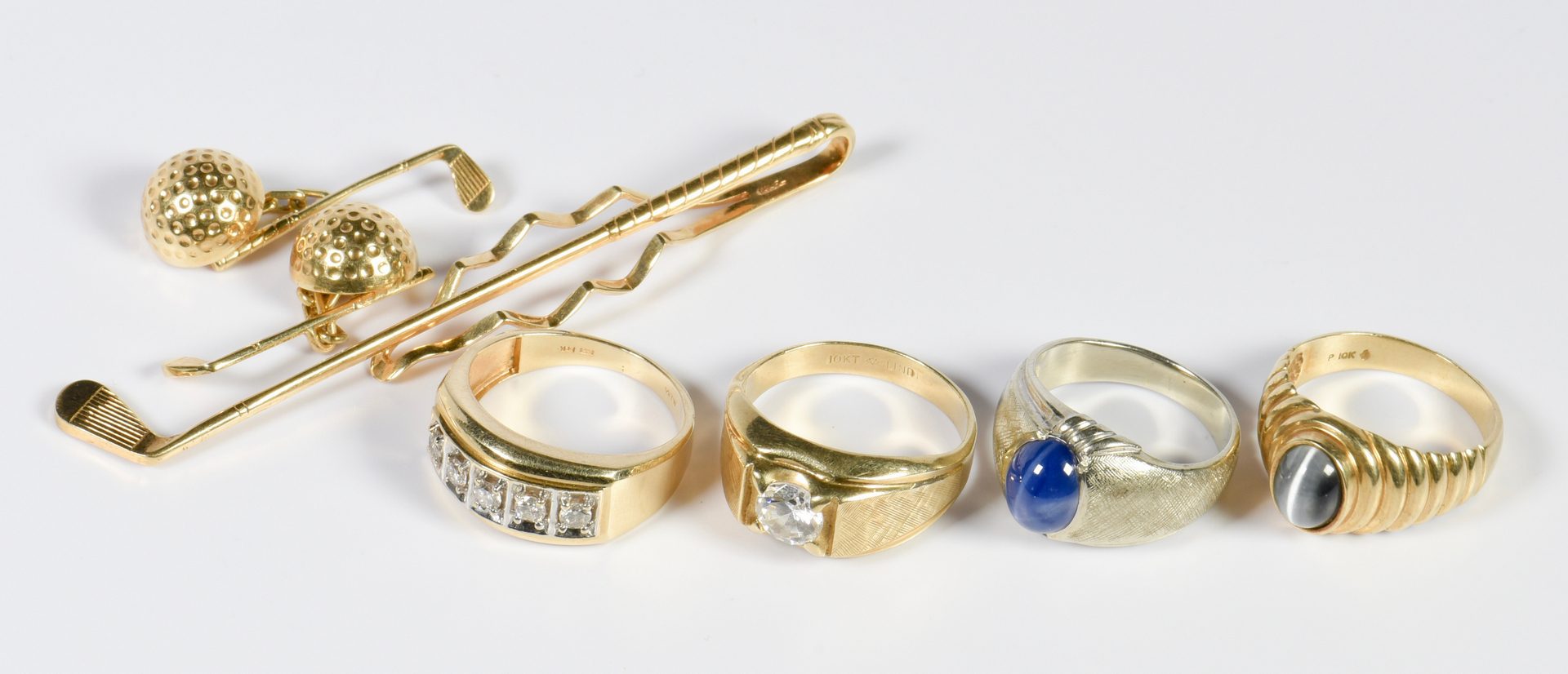 Lot 963: Gents Gold Rings and Cufflinks, 6 items