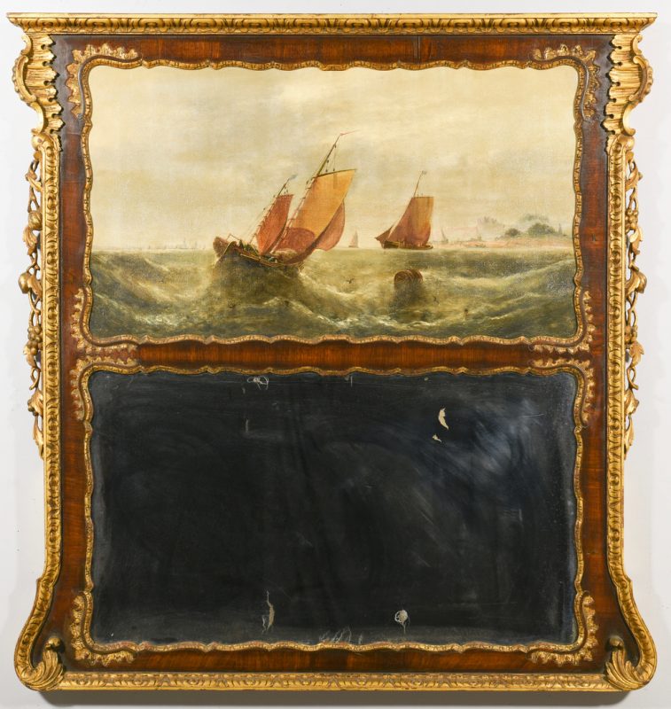 Lot 96: 18th Cent. Trumeau Mirror with Ships