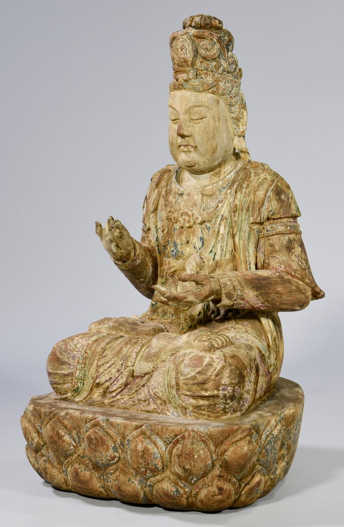 Lot 9: Large Carved Quan Yin Figure, 41"H