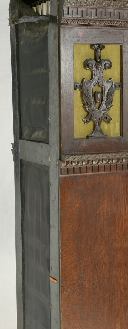 Lot 102: Tiffany Tall Case Clock w/ Carved Oak Case