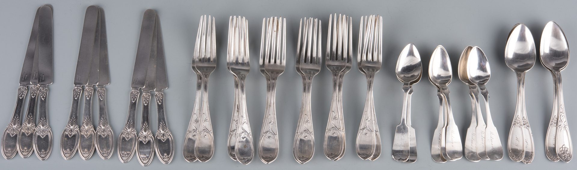 Lot 137: 33 Pcs. Coin and Sterling Flatware inc forks, knives