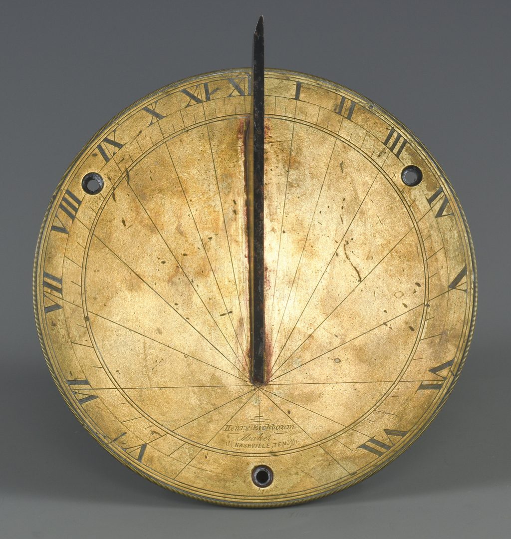 Lot 139: Signed 19th c. Tennessee Brass Sundial