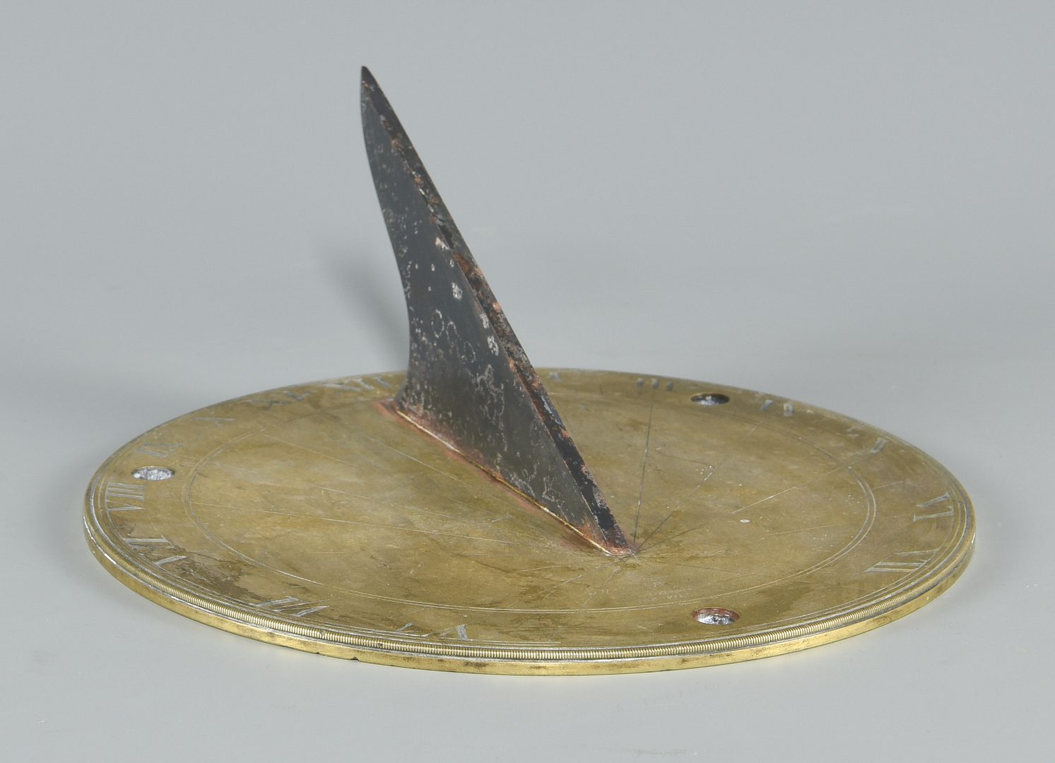 Lot 139: Signed 19th c. Tennessee Brass Sundial