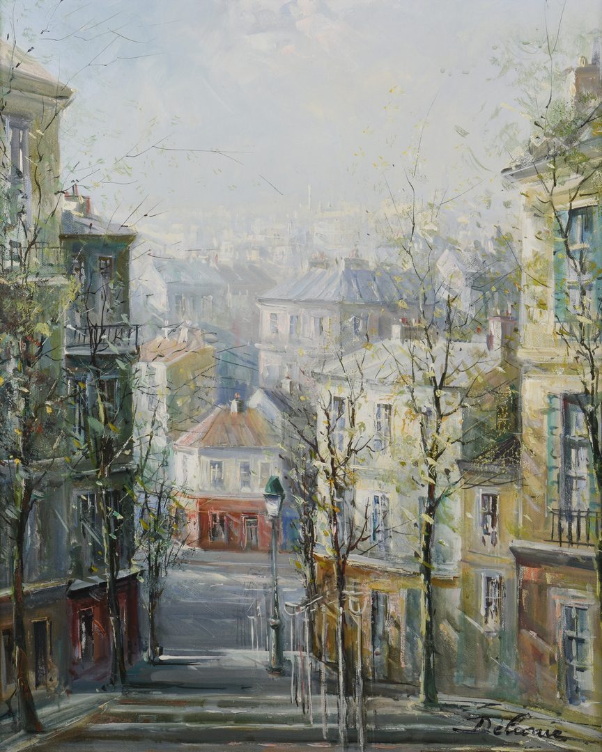 Lot 148: Lucien Delarue, Oil on Linen, Paris Street Scene