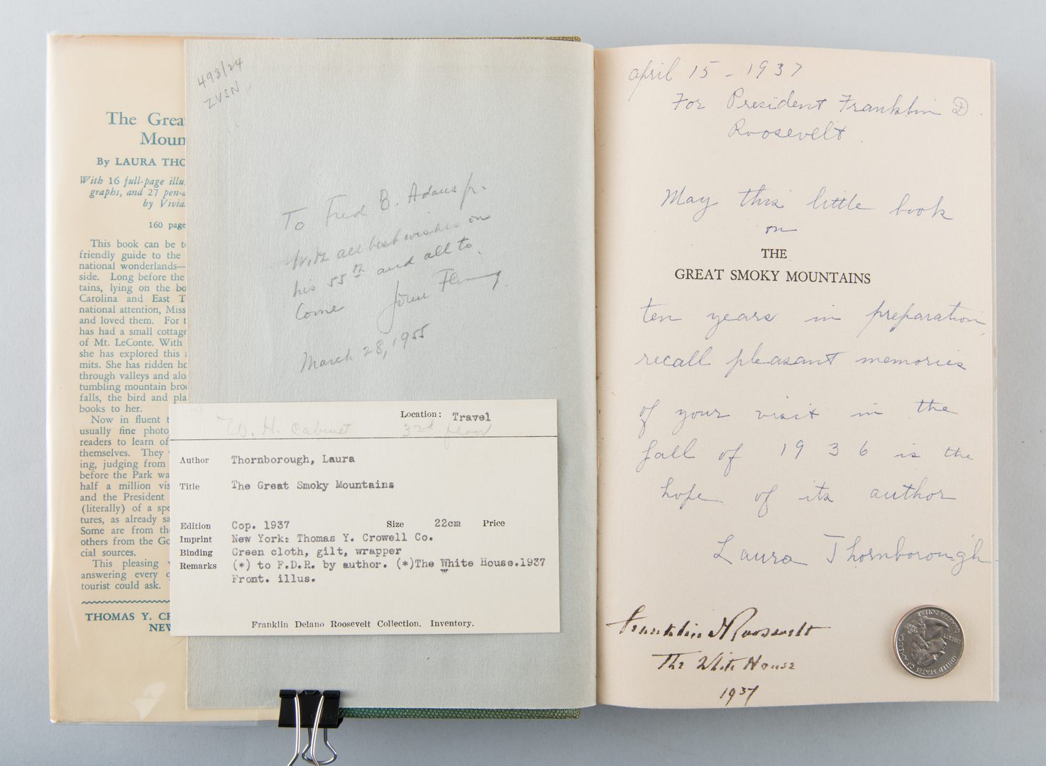 Lot 192: FDR's Copy of "The Great Smoky Mountains"