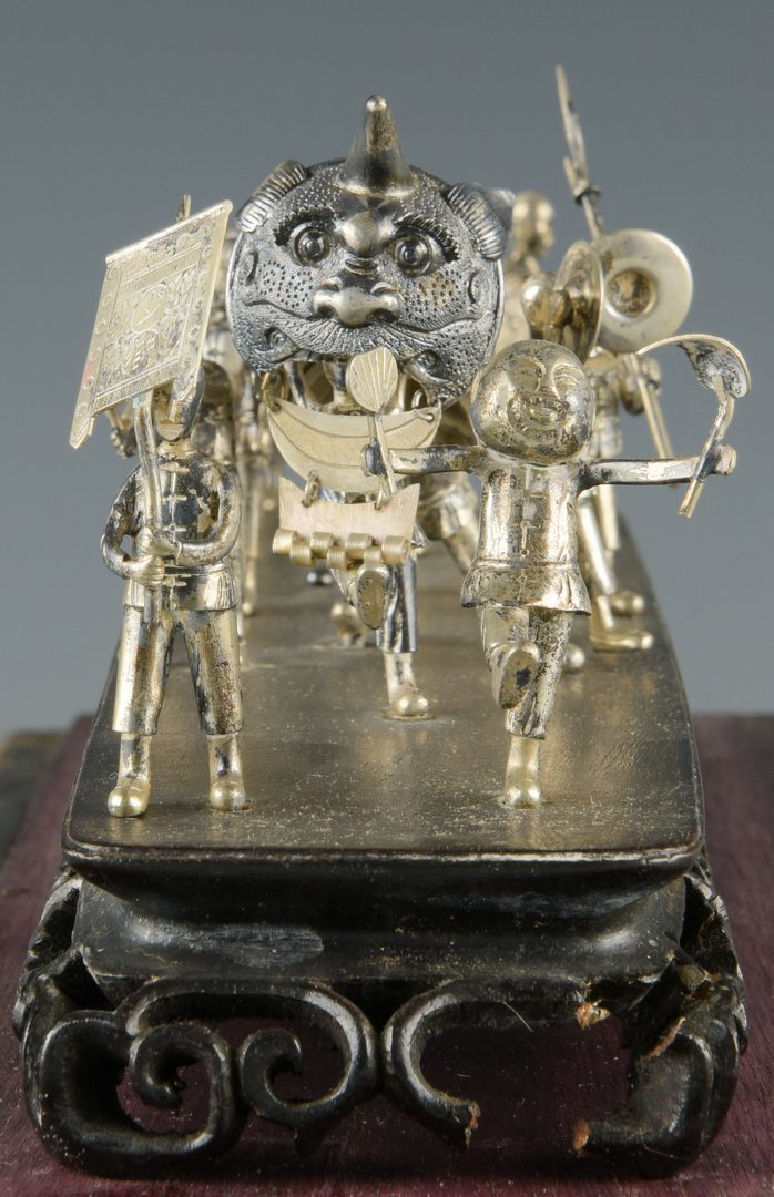 Lot 1: Miniature Chinese Export Silver Procession Scene