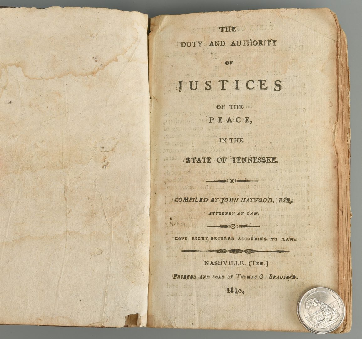 Lot 200: Haywood: Duty of Justices of Peace Tennessee Nashville 1810