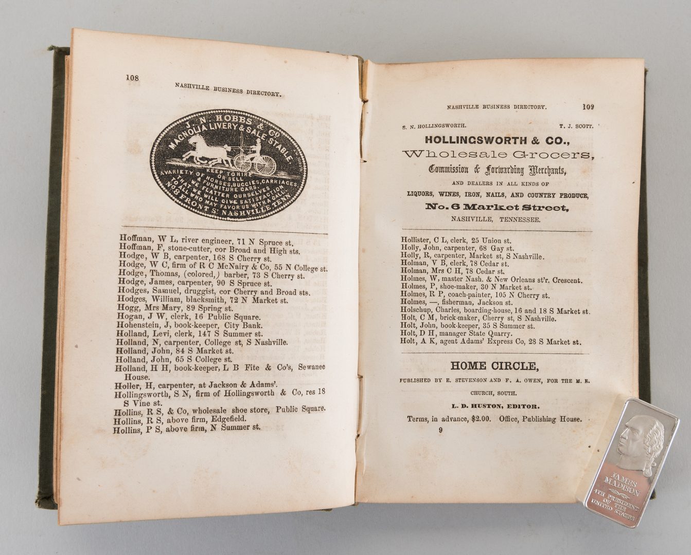 Lot 204: Nashville 1857 Business Directory