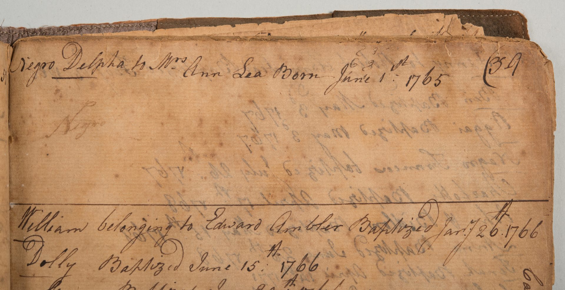 Lot 206: VA Birth/Slave Record inc. John Overton