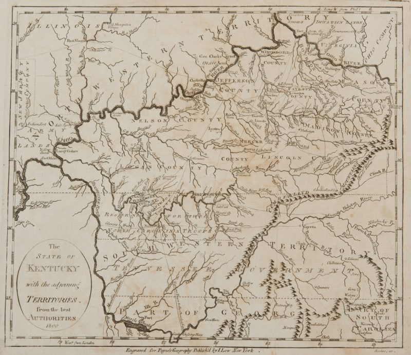 Lot 208: Kentucky Map, 1800 Payne