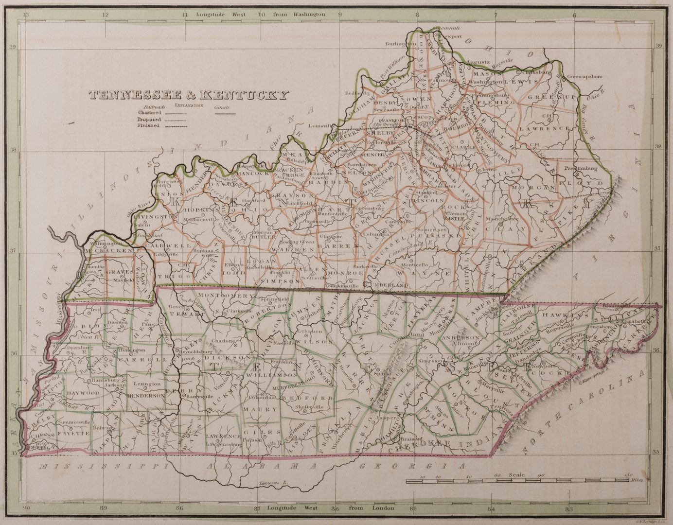 Lot 213: 5 Kentucky and Tennessee Maps