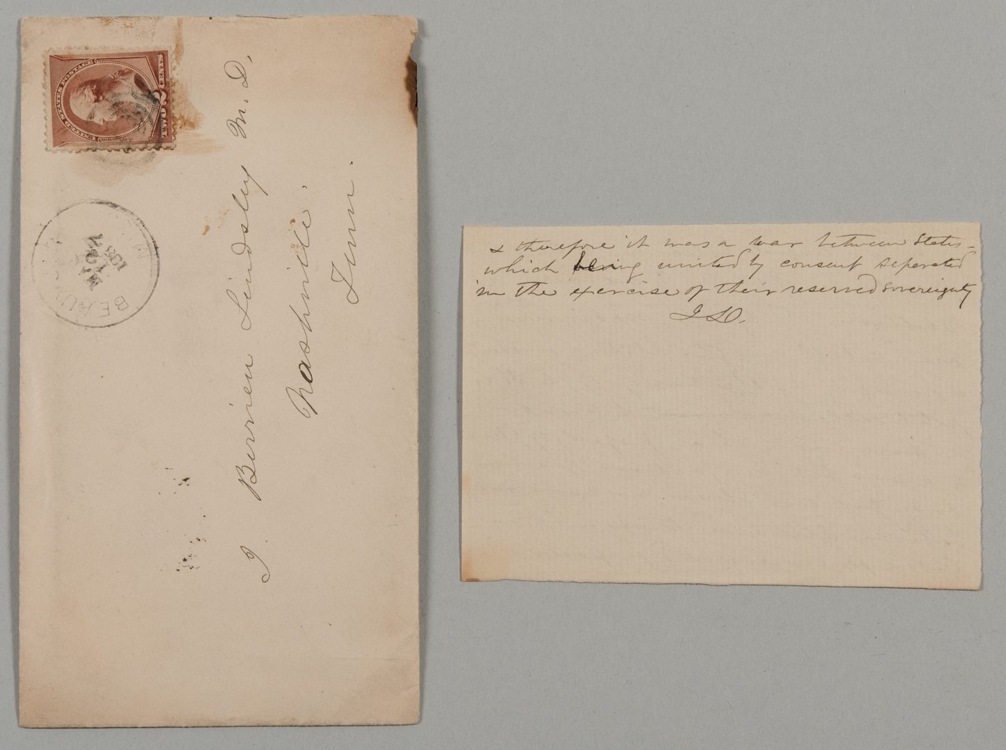 Lot 219: Jefferson Davis letter to J.B. Lindsley, ref. McGavock