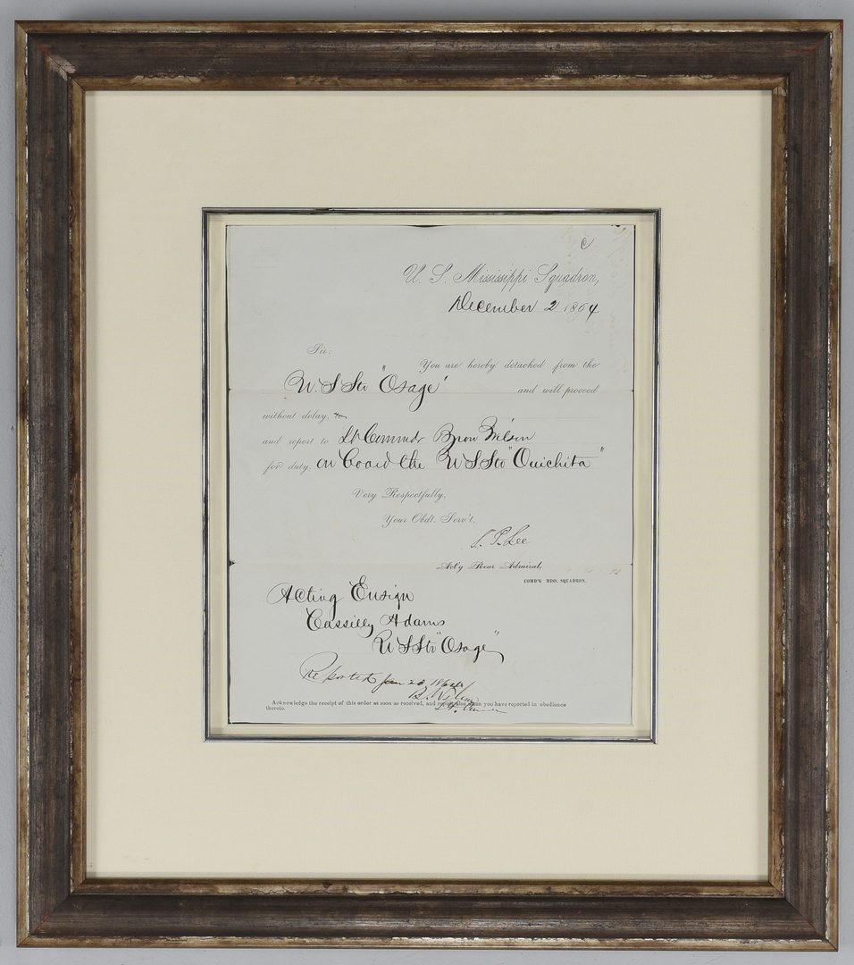 Lot 224: Cassily Adams, USS Osage Painting and Signed Document