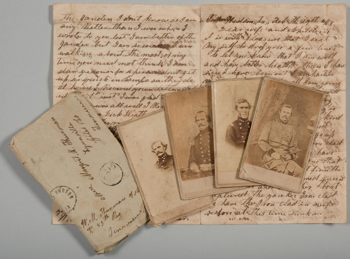 Lot 230: Civil War era Letter and 4 CDVs, incl. Confederate Generals