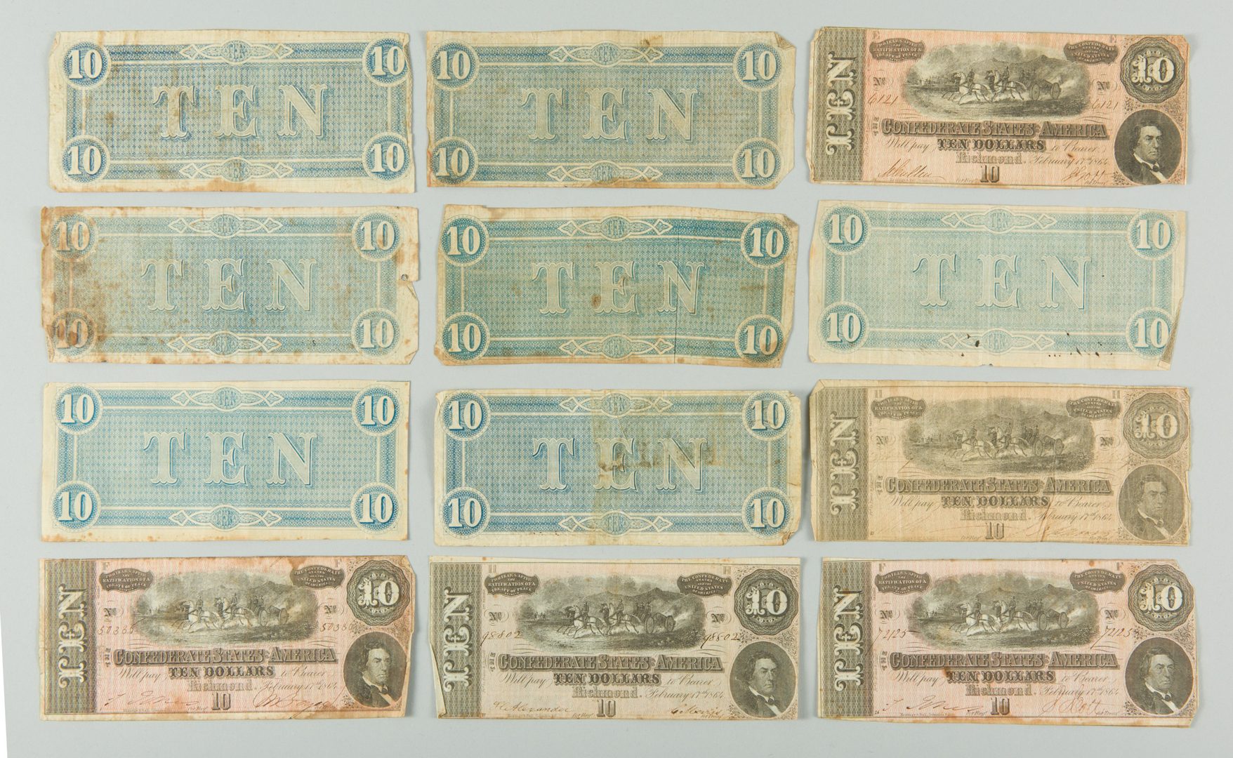 Lot 232: 32 Confederate States of America (CSA) Ten Dollar Bills