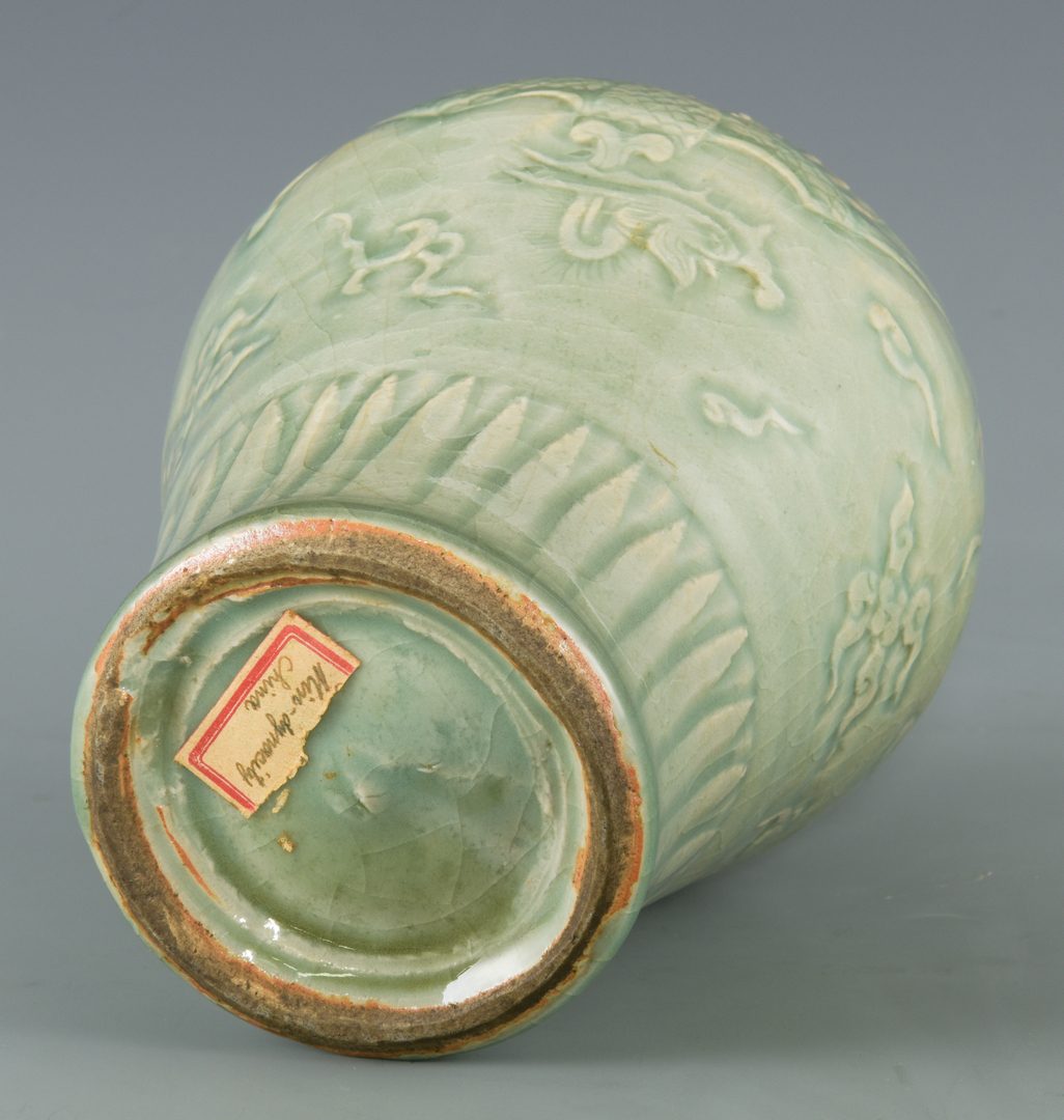Lot 24: Longquan Celadon Carved Vase
